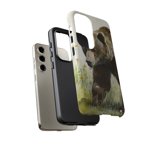 Grizzly Bear in a Field - Impact Resistant Phone Case